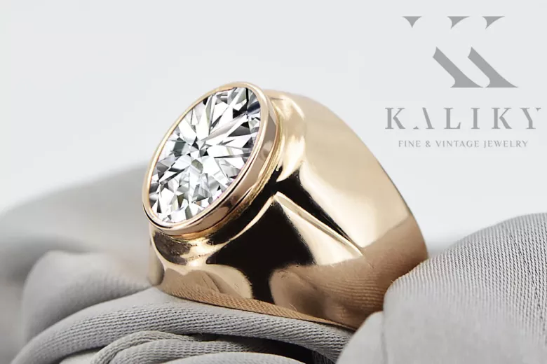 Kubický zirkón. Originál Vintage 14K Produkt s ružovým zlatým krúžkom Vintage šperky VRC296R